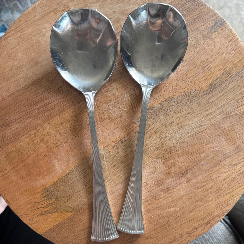 Towle Supreme NOBLESSE Solid Shell Casserole Serving Spoons Set of 2 Stainless